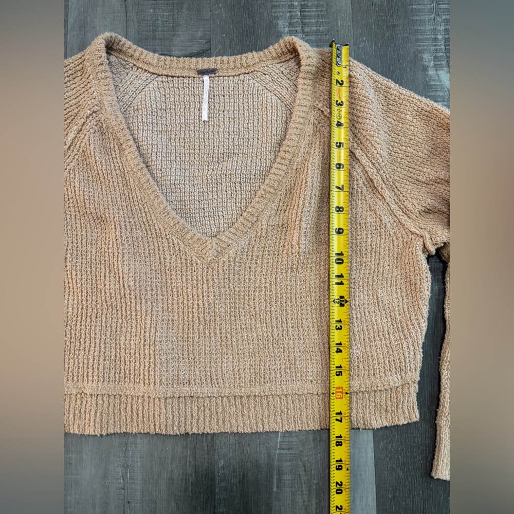 Free People Beige Cozy Knit V-Neck Sweater - Picture 4 of 4